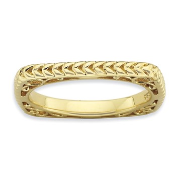 Sterling Silver Stackable Expressions Polished Gold-plate Square Ring