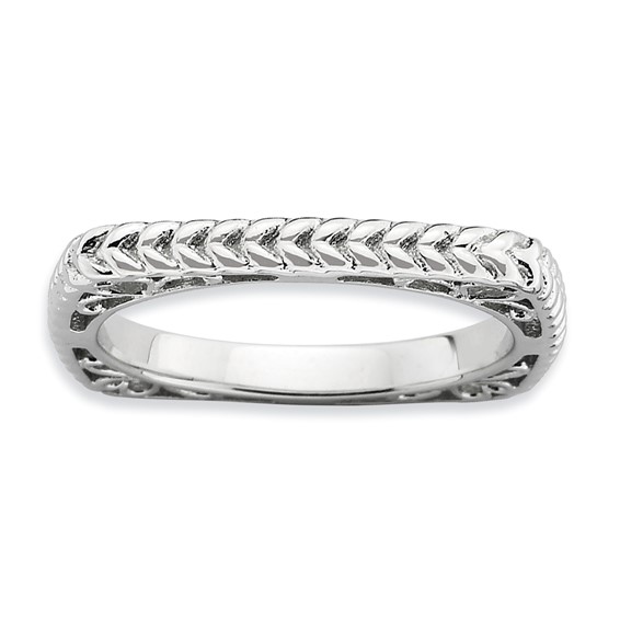 Sterling Silver Stackable Expressions Polished Rhodium-plate