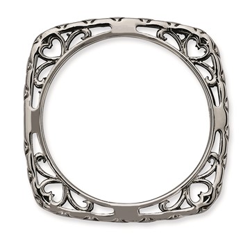 Sterling Silver Stackable Expressions Polished Black-plate Square Ring — alternate view