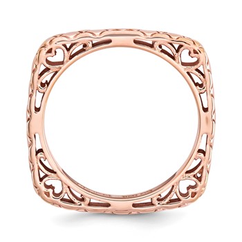 Sterling Silver Stackable Expressions Polished Pink-plate Square Ring — alternate view