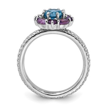Sterling Silver Stackable Expressions Amethyst and Blue Topaz Ring — alternate view