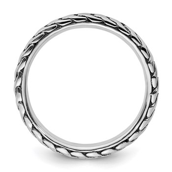 Sterling Silver Stackable Expressions Antiqued Ring — alternate view
