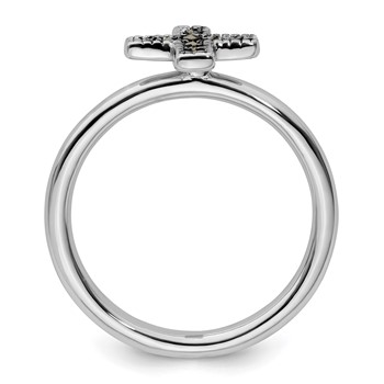 Sterling Silver Stackable Expressions Marcasite Cross Ring — alternate view