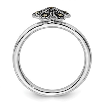 Sterling Silver Stackable Expressions Marcasite Scalloped Ring — alternate view