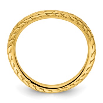 Sterling Silver Stackable Expressions Polished Gold-plated Wave Ring — alternate view