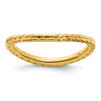 Sterling Silver Stackable Expressions Polished Gold-plated Wave Ring