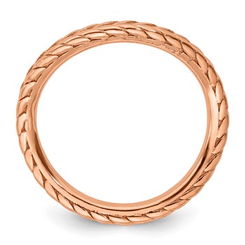 Sterling Silver Stackable Expressions Polished Pink-plated Wave Ring — alternate view