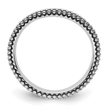 Sterling Silver Stackable Expressions Polished Antiqued Wave Ring — alternate view