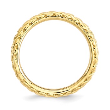 Sterling Silver Stackable Expressions Polished Gold-plated Wave Ring — alternate view