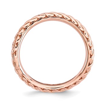 Sterling Silver Stackable Expressions Polished Pink-plated Wave Ring — alternate view
