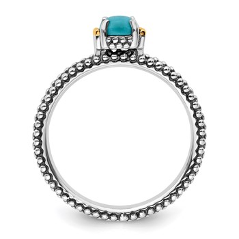 Sterling Silver & 14k Stackable Expressions Turquoise Antiqued Ring — alternate view