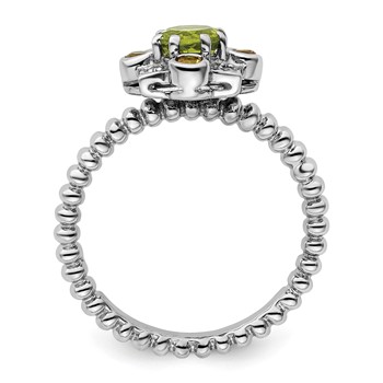 Sterling Silver Stackable Expressions Peridot, Citrine & Diamond Ring — alternate view