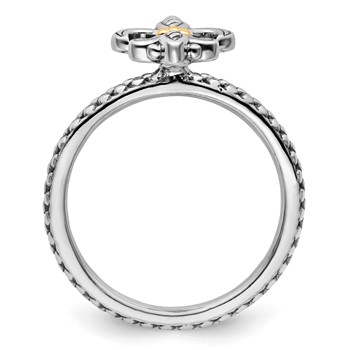 Sterling Silver & 14k Stackable Expressions Antiqued Ring — alternate view