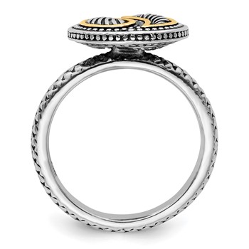 Sterling Silver & 14k Stackable Expressions Antiqued Ring — alternate view