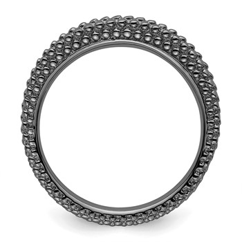 Sterling Silver Stackable Expressions Black-plated Domed Ring — alternate view