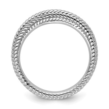 Sterling Silver Stackable Expressions Rhodium-plated Domed Ring — alternate view