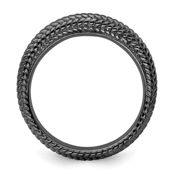 Sterling Silver Stackable Expressions Black-plated Domed Ring — alternate view