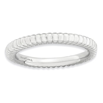 Sterling Silver Stackable Expressions Rhodium-plated Domed Ring