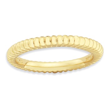 Sterling Silver Stackable Expressions Gold-plated Domed Ring