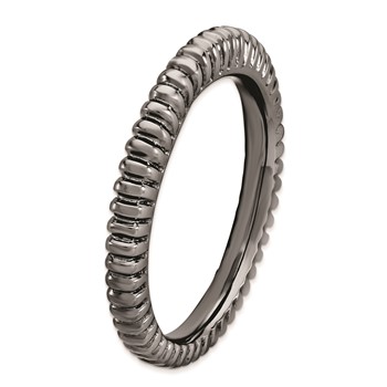 Sterling Silver Stackable Expressions Black-plated Domed Ring — alternate view
