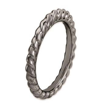 Sterling Silver Stackable Expressions Black-plated Domed Ring — alternate view