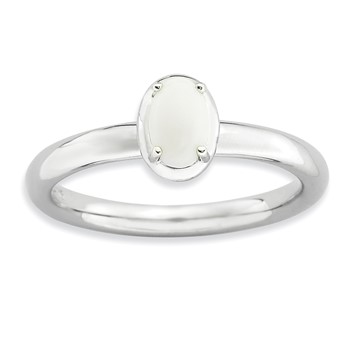 Sterling Silver Stackable Expressions White Agate Polished Ring