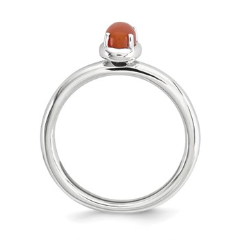 Sterling Silver Stackable Expressions Red Agate Polished Ring — alternate view