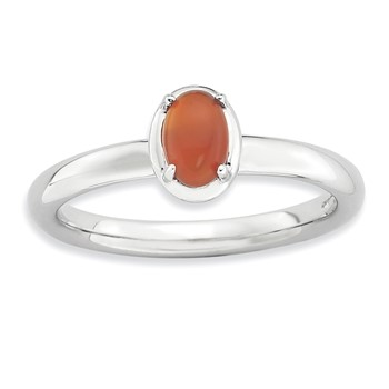 Sterling Silver Stackable Expressions Red Agate Polished Ring