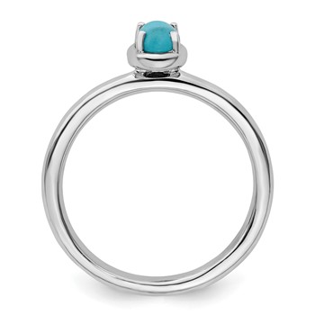 Sterling Silver Stackable Expressions Turquoise Polished Ring — alternate view