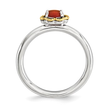 Sterling Silver & 14k Stackable Expressions Red Agate Polished Ring — alternate view