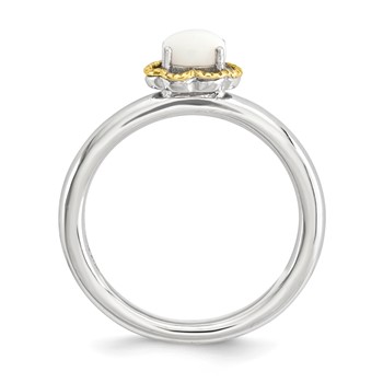 Sterling Silver & 14k Stackable Expressions White Agate Polished Ring — alternate view