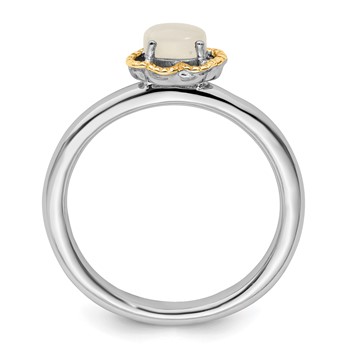 Sterling Silver & 14k Stackable Expressions Moonstone Polished Ring — alternate view