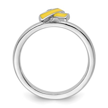 Sterling Silver Stackable Expressions Yellow Enameled Awareness Ribbon Ring — alternate view