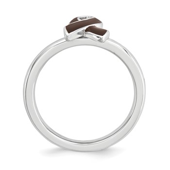 Sterling Silver Stackable Expressions Brown Enameled Awareness Ribbon Ring — alternate view