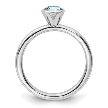 Sterling Silver Stackable Expressions High 5mm March Crystal Ring — alternate view