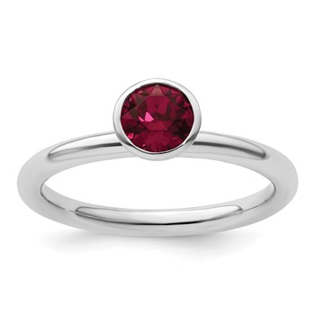 Sterling Silver Stackable Expressions High 5mm July Crystal Ring