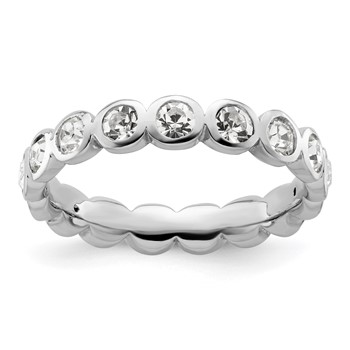 Sterling Silver Stackable Expressions April Crystal Ring