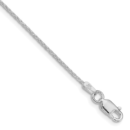 Sterling Silver Rhodium-plated 1.25mm Diamond-cut Round Spiga Chain