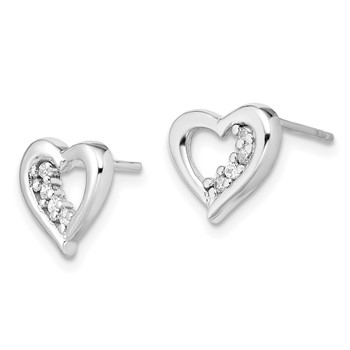 Sterling Silver Rhodium-plated CZ Heart Earring and Pendant Set — alternate view