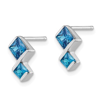 Sterling Silver Polished Blue Topaz Pendant and Post Earrings Set — alternate view