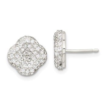 Sterling Silver 16in w/1.5 in Ext CZ Square Necklace/Earrings/Ring Set — alternate view