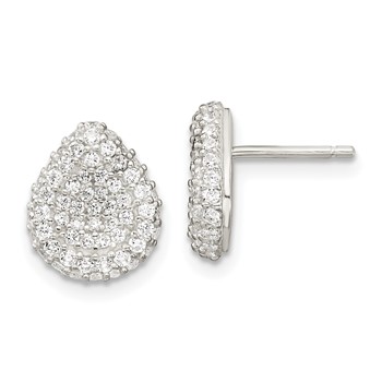 Sterling Silver 16 in w/1.5 in Ext. CZ Pear Necklace, Earrings and Ring — alternate view