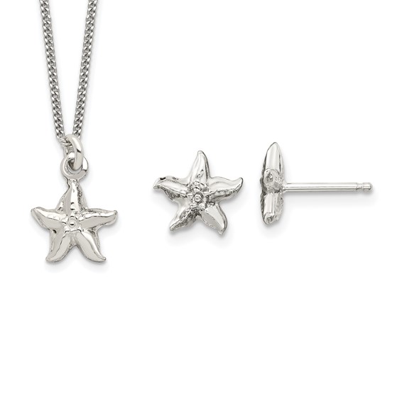 Polished Starfish Necklace Sterling Silver Polished Starfish Necklace Sterling Silver
