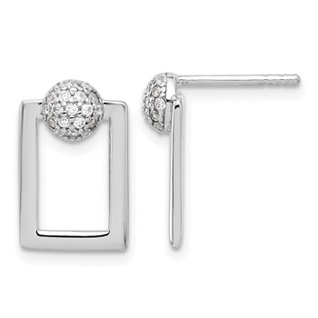 Sterling Silver RH-plated Micro Pave CZ Rectangle Earrings and Pendant Set — alternate view