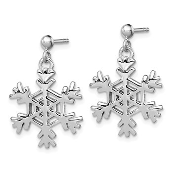 Sterling Silver Rhodium-plated Snowflake Earrings and Pendant Set — alternate view
