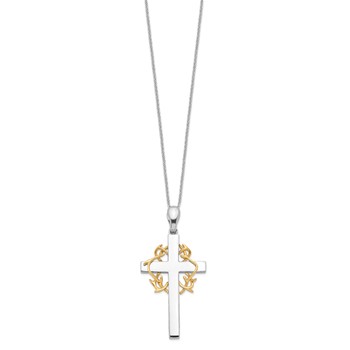 Sentimental Expressions Sterling Silver Gold-plated No Greater Love Cross 18in Necklace — alternate view