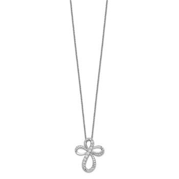 Sentimental Expressions Sterling Silver Rhodium-plated CZ Endless Hope 18in Cross Necklace — alternate view