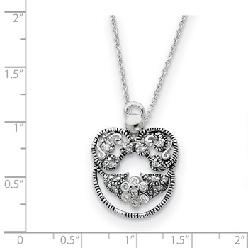 Sterling Silver CZ Antiqued Angel of Grace 18in Necklace — alternate view
