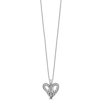 Sentimental Expressions Sterling Silver Rhodium-plated CZ Antiqued Angel of Friendship 18in Necklace — alternate view