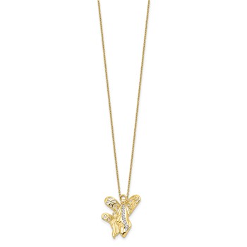 Sentimental Expressions Sterling Silver Gold-plated CZ Angel of Motherhood 18in Necklace — alternate view